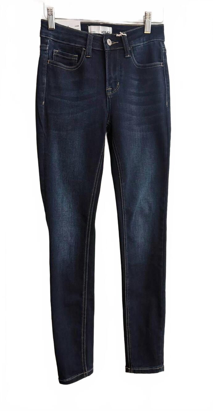 NEW VERVET BY FLYING MONKEY women's amber mid-rise skinny jeans in dark wash